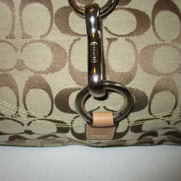 *COACH Beige Tan Hampton Satchel CC Logo Canvas